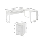 Nakia Computer Corner Desk with Filing Cabinet - White