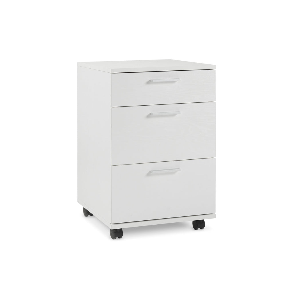 Nakia Computer Corner Desk with Filing Cabinet - White