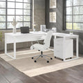 Nakia Computer Corner Desk with Filing Cabinet - White