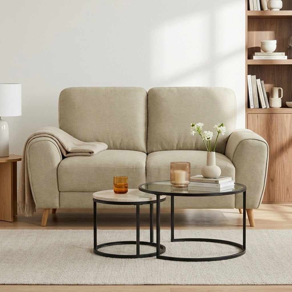 Suki Linen 2 Seater Sofa - Beige