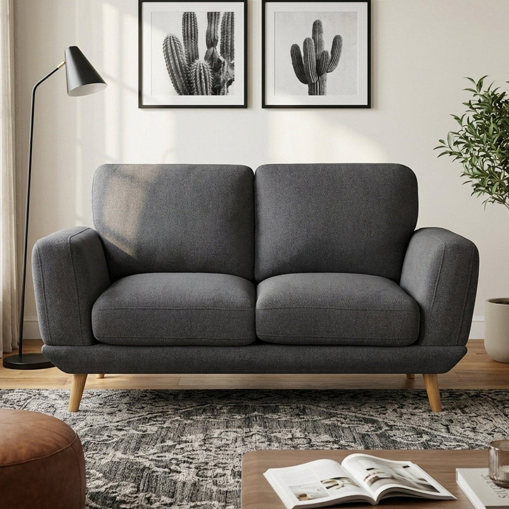 Tova Chenille 2 Seater Sofa - Dark Grey
