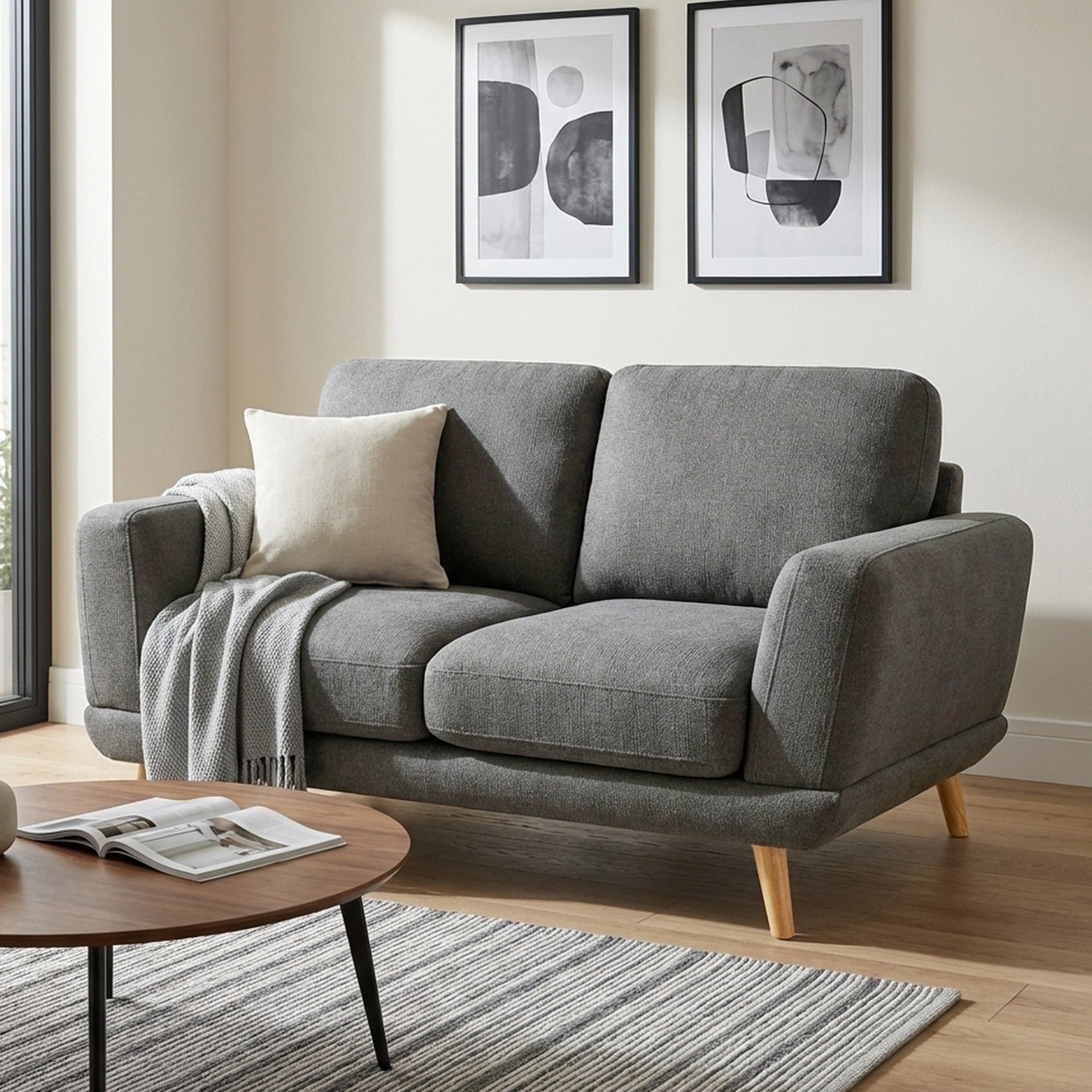 Tova Chenille 2 Seater Sofa - Ash Grey