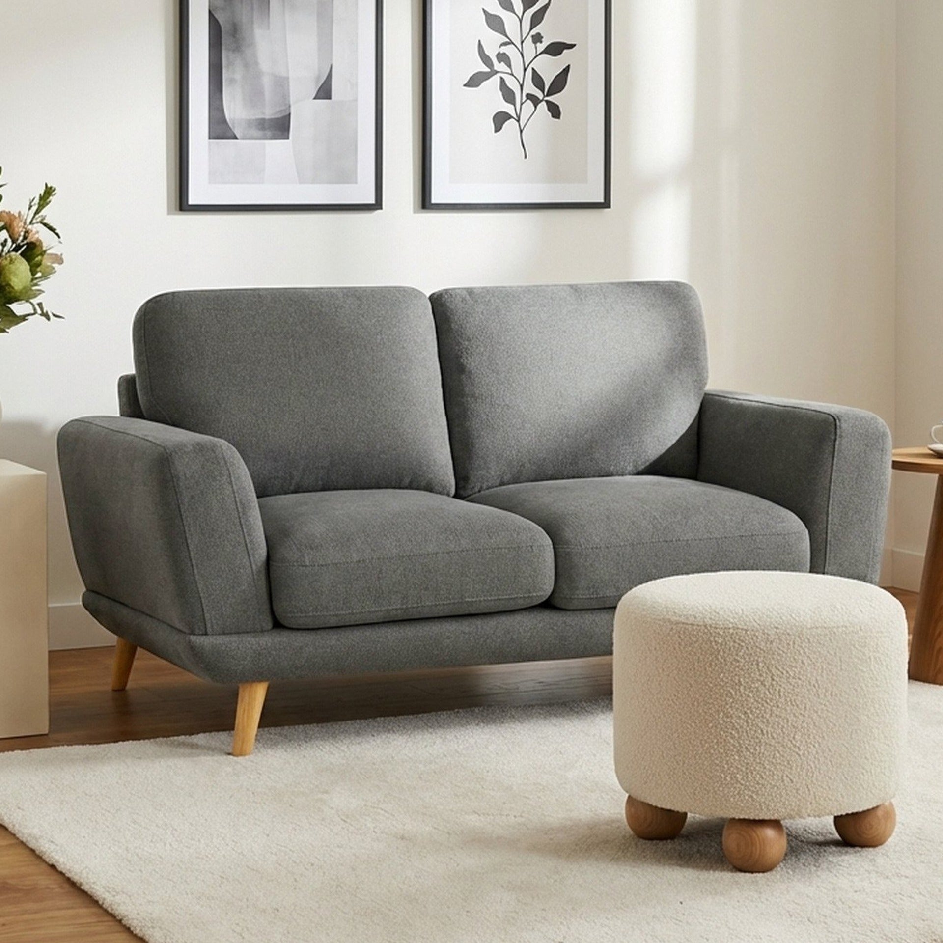 Tova Chenille 2 Seater Sofa - Ash Grey