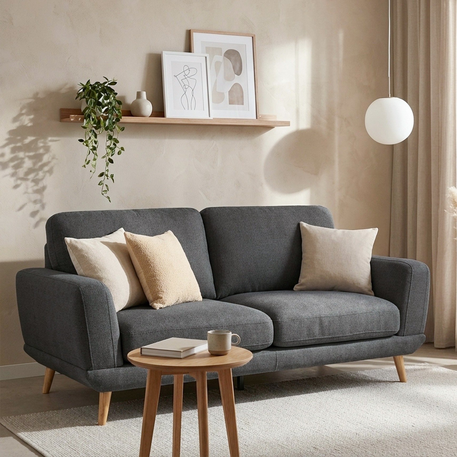 Tova Chenille 3 Seater Sofa - Dark Grey