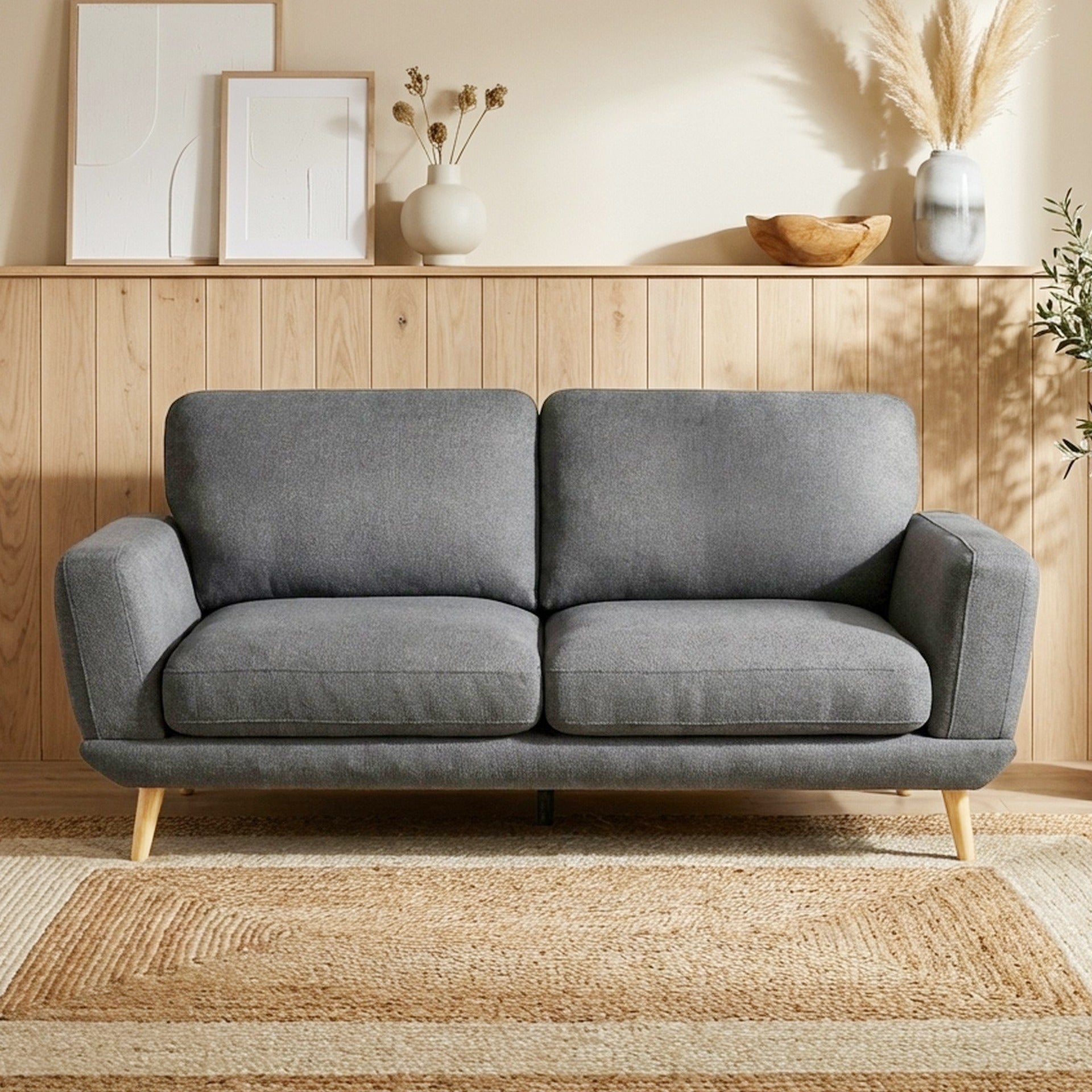 Tova Chenille 3 Seater Sofa - Ash Grey