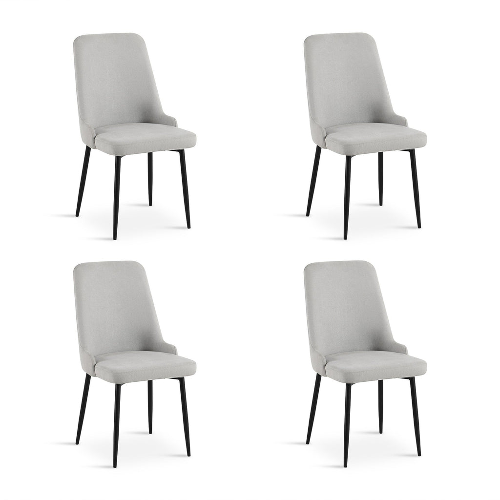 Oliro Linen Dining Chair - Set of 4 - Light Grey