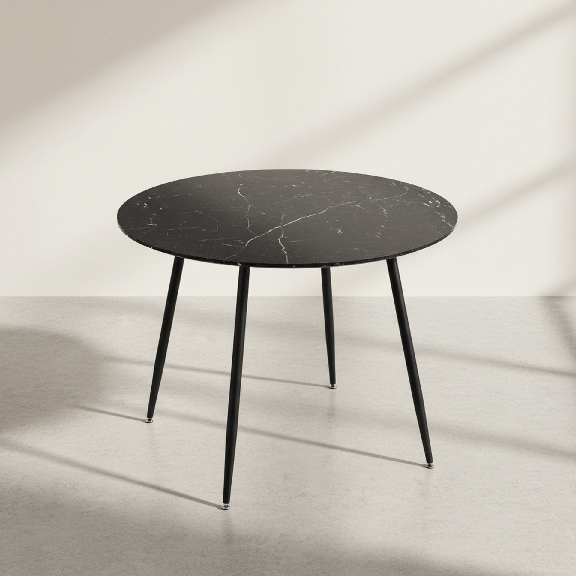 Elijah 100cm Round Dining Table - Black Silver