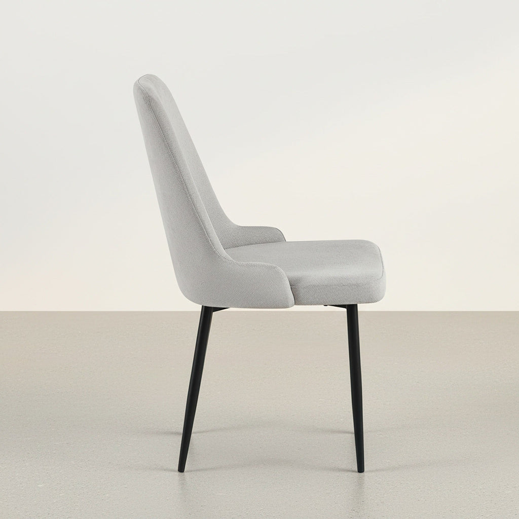 Oliro Linen Dining Chair - Set of 4 - Light Grey