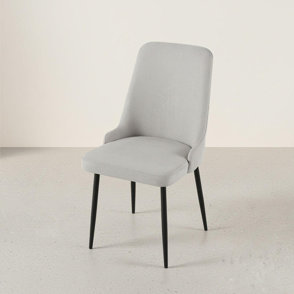 Oliro Linen Dining Chair - Set of 4 - Light Grey