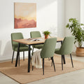 Oliro Linen Dining Chair - Set of 4 - Dark Green