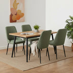 Oliro Linen Dining Chair - Set of 4 - Dark Green