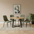 Oliro Linen Dining Chair - Set of 4 - Dark Green