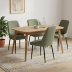 Oliro Linen Dining Chair - Set of 4 - Dark Green