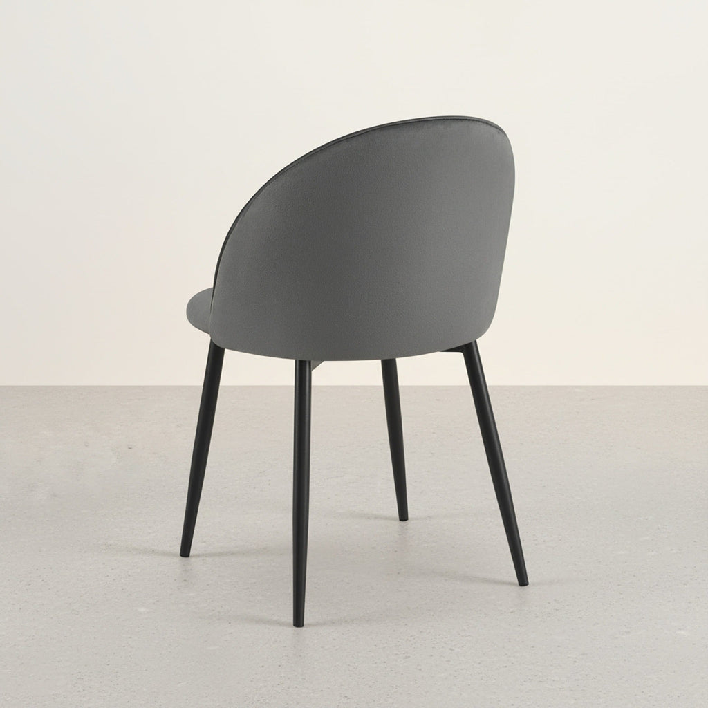 Avela Velvet Dining Chair - Set of 4 - Dark Grey