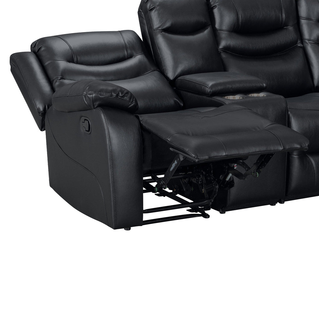 Silverdale Air Leather Manual Recliner Corner Sofa - Black