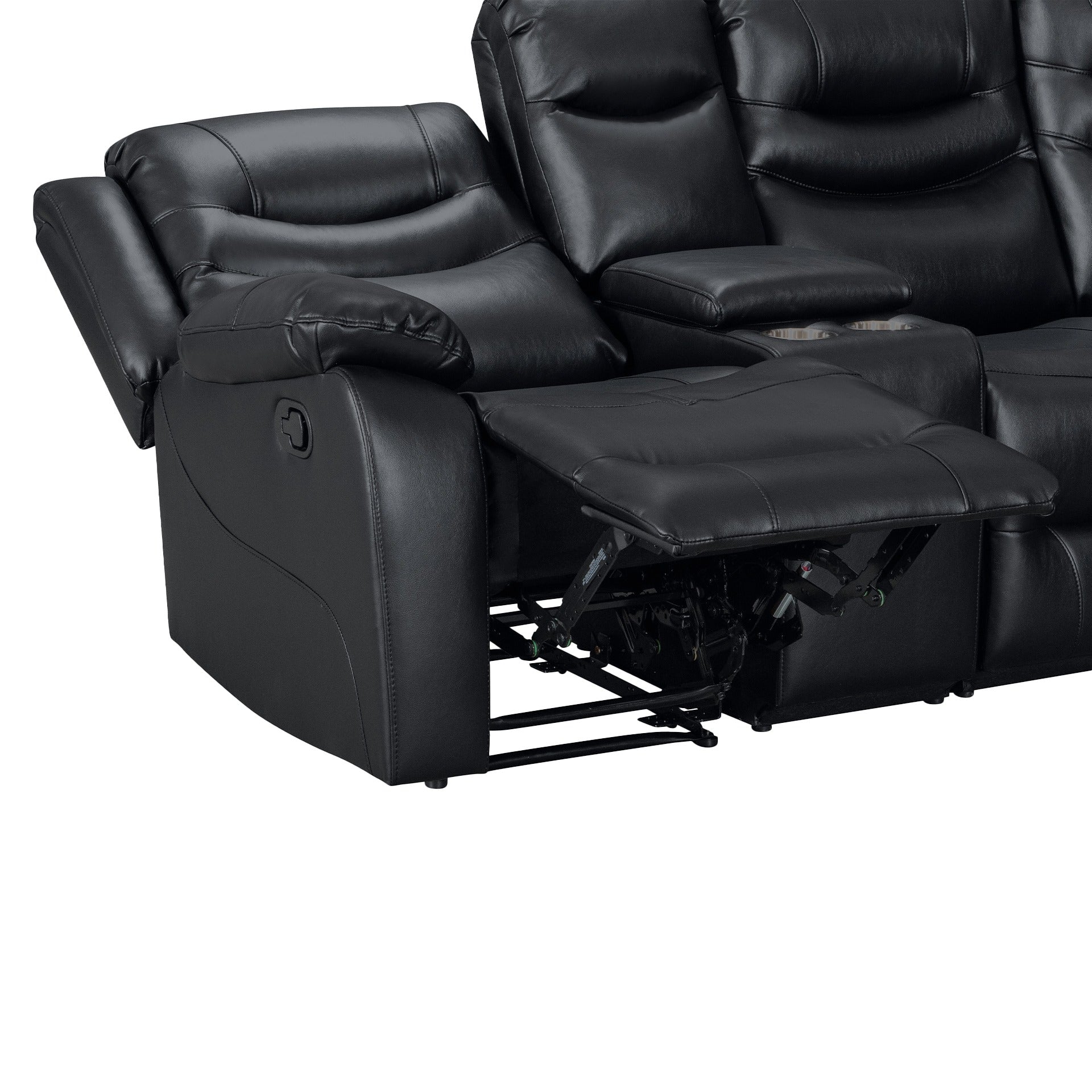 Silverdale Air Leather Manual Recliner Corner Sofa - Black