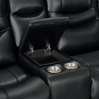 Silverdale Air Leather Manual Recliner Corner Sofa - Black