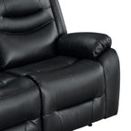 Silverdale Air Leather Manual Recliner Corner Sofa - Black