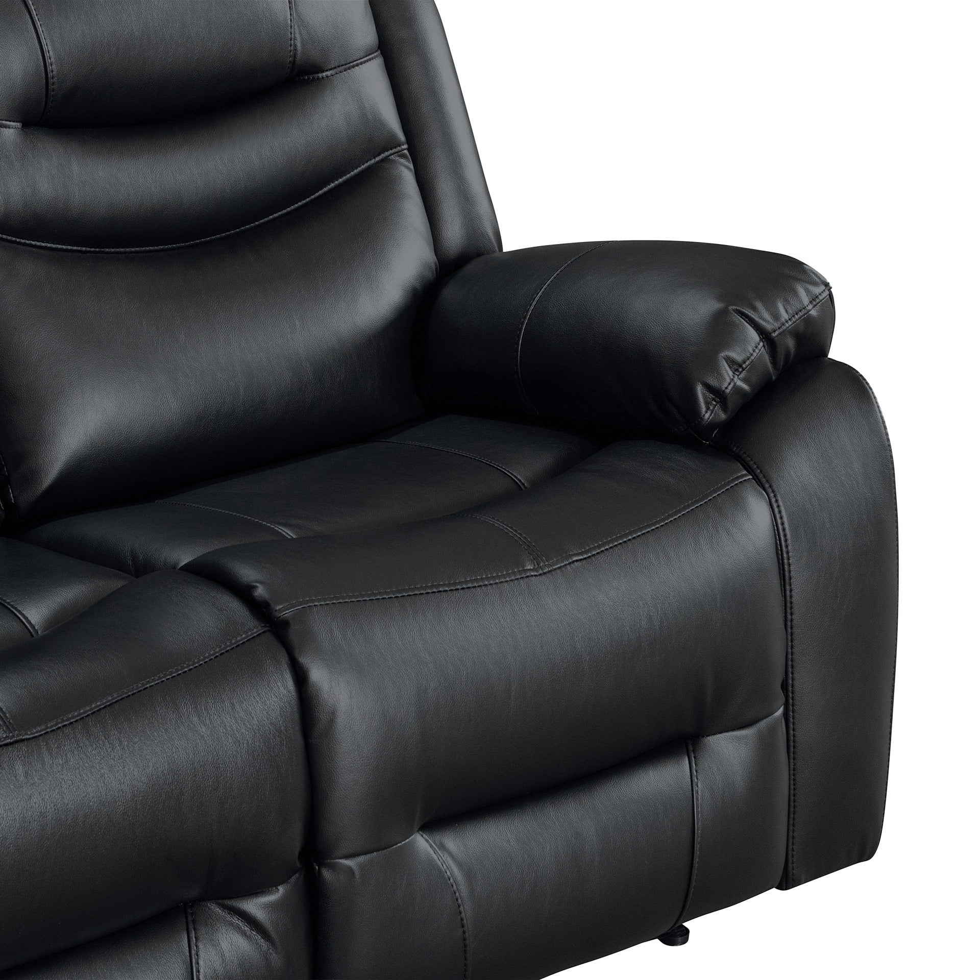 Silverdale Air Leather Manual Recliner Corner Sofa - Black