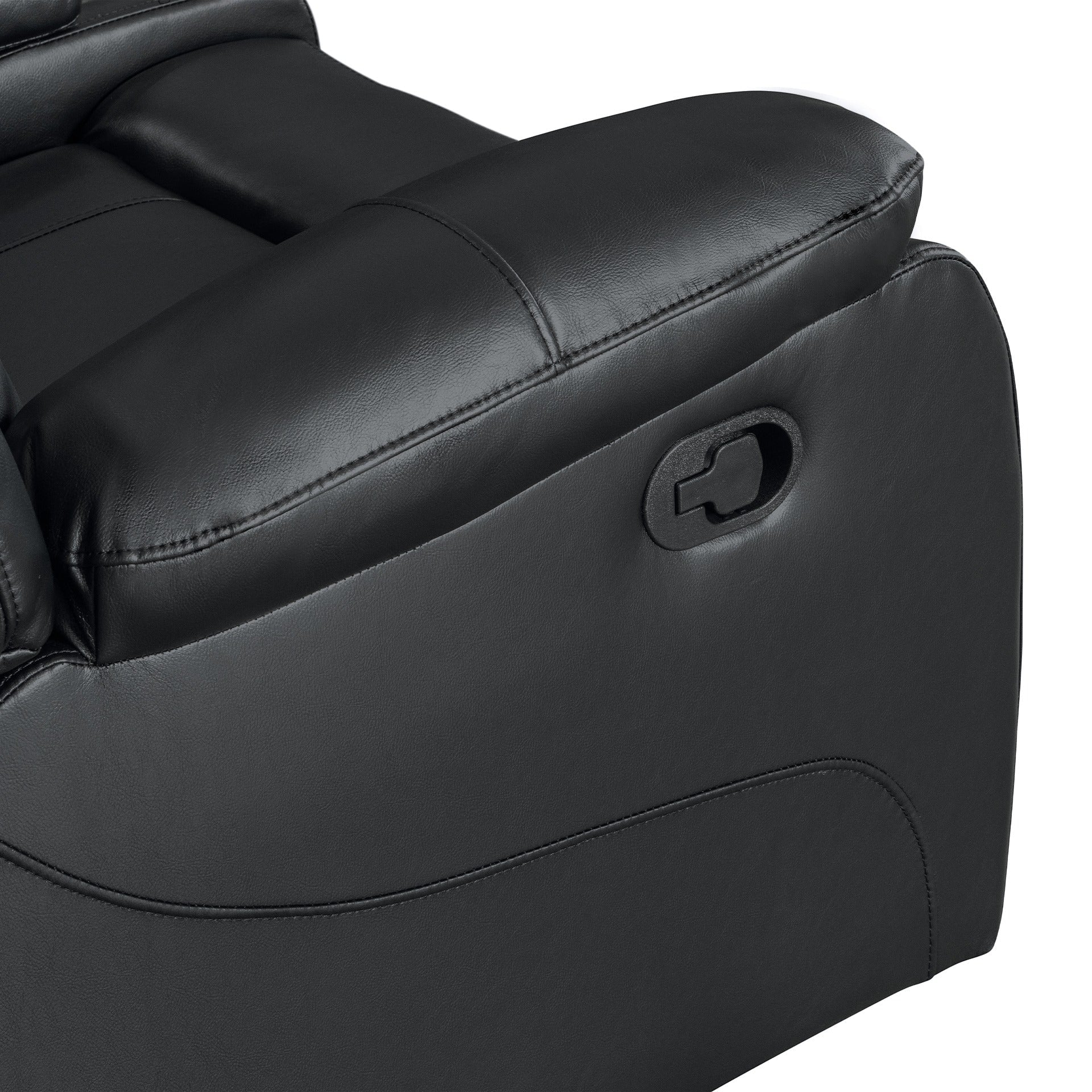 Silverdale Air Leather Manual Recliner Corner Sofa - Black