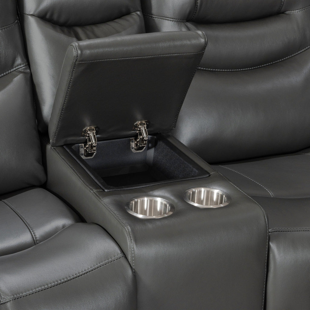 Silverdale Air Leather Manual Recliner Corner Sofa - Grey