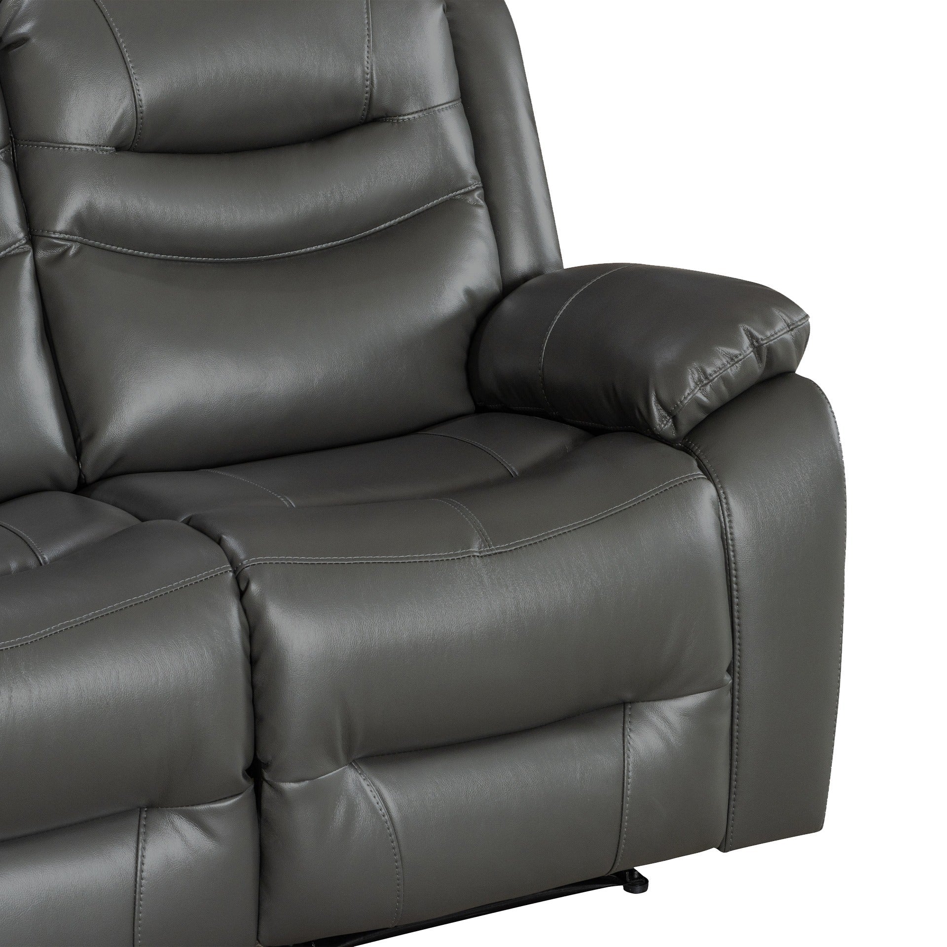 Silverdale Air Leather Manual Recliner Corner Sofa - Grey