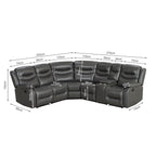 Silverdale Air Leather Manual Recliner Corner Sofa - Grey