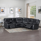 Silverdale Air Leather Electric Recliner Corner Sofa - Black