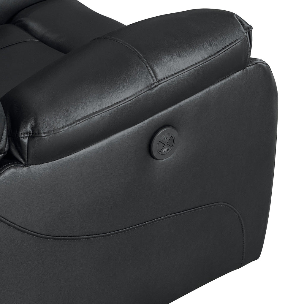 Silverdale Air Leather Electric Recliner Corner Sofa - Black