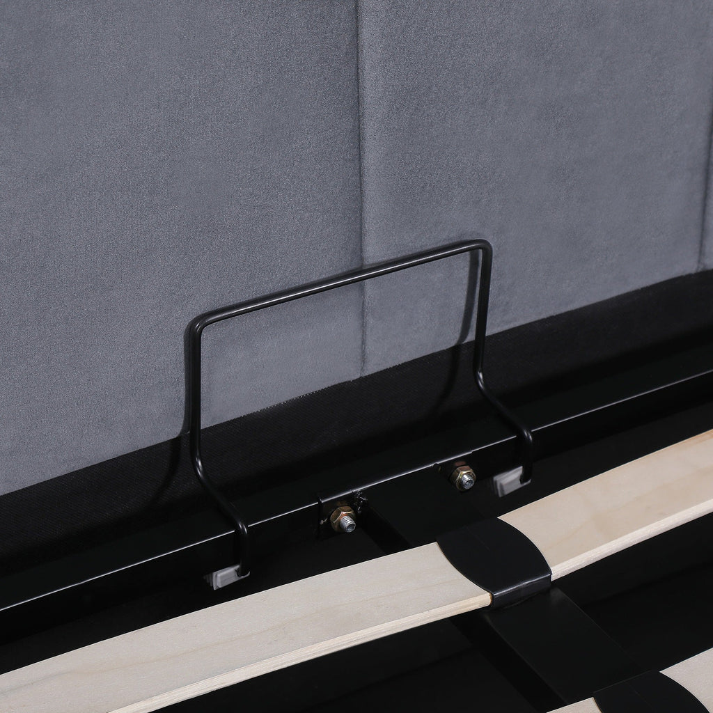 Penelope Double Gas Lift Velvet Bed Frame - Grey