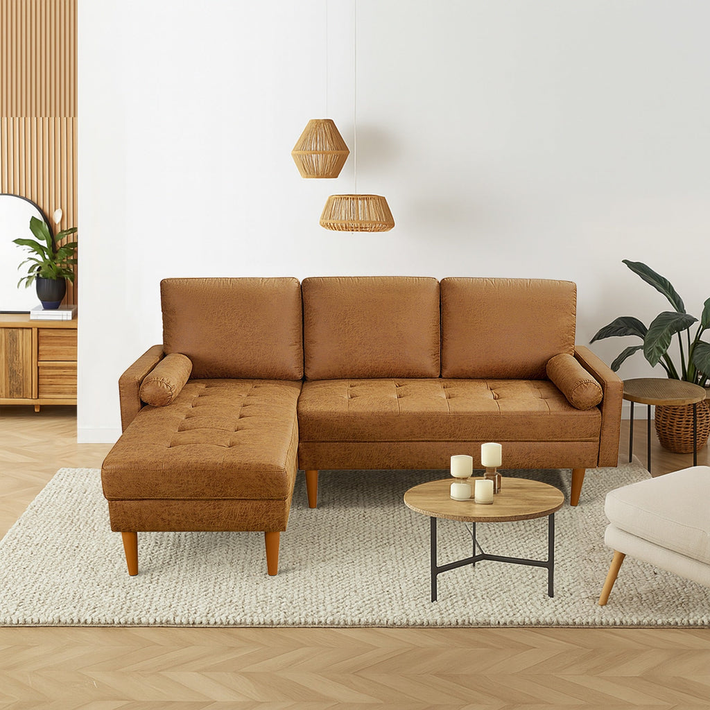 Brynlee 3 Seater Sofa with Left Facing Chaise - Brown