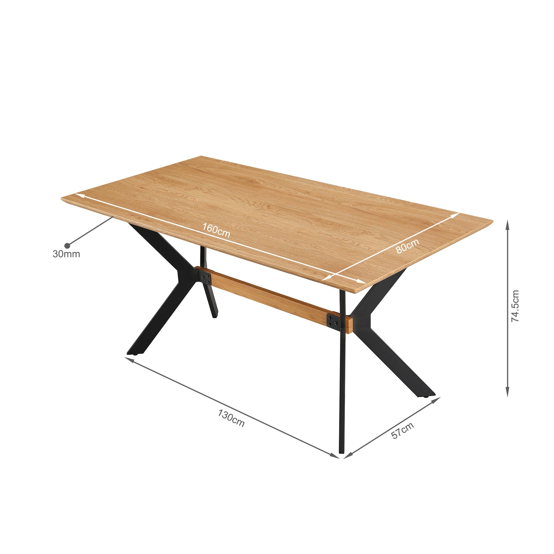 Jackson Dining Table 160 x 80cm - Natural