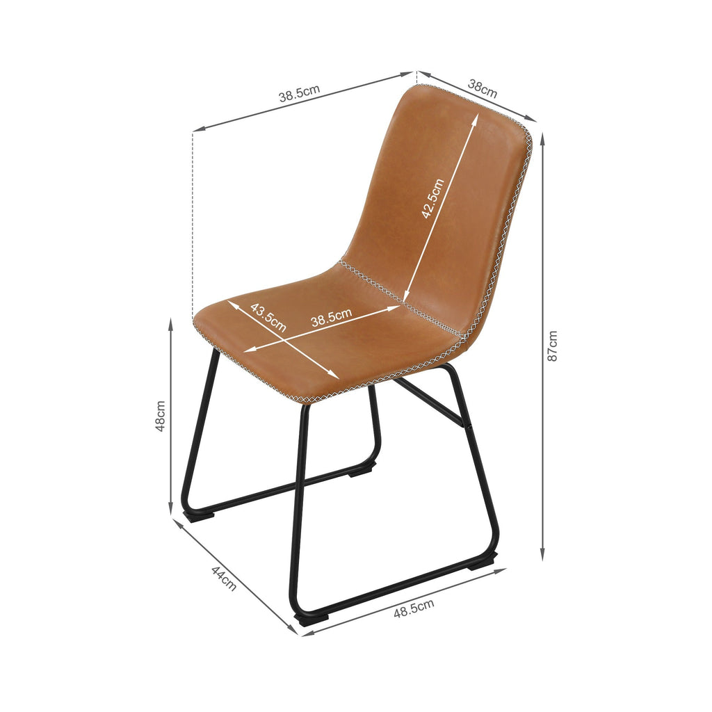 Grayson PU Leather Dining Chair - Set of 2 - Caramel Tan